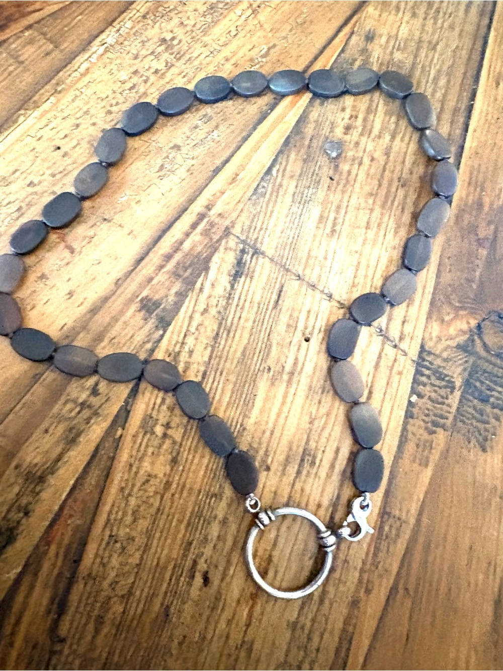 Vintage sterling and polished stone  La Loop eyeglass/sunglass holder necklace